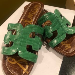 Sam Edelman Bay Slide Textured Green Slide Sandals Size 6M
